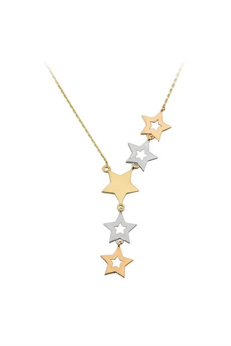 Collar de estrella múltiple de oro macizo | 14K (585) | 2,81 gramos