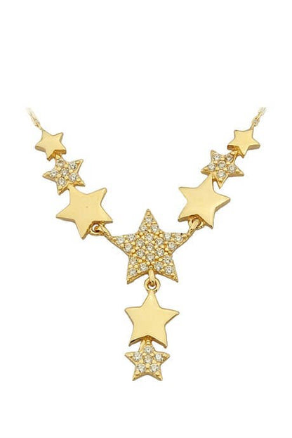 Collar de estrella múltiple de oro macizo | 14K (585) | 2,60 gramos