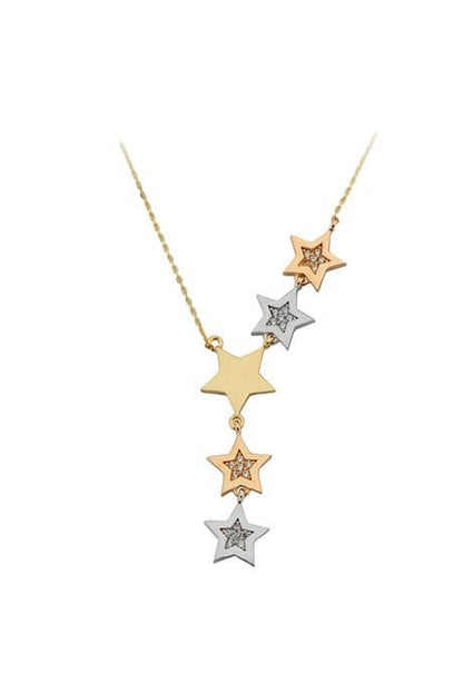 Collar de estrella múltiple de oro macizo | 14K (585) | 3,50 gramos