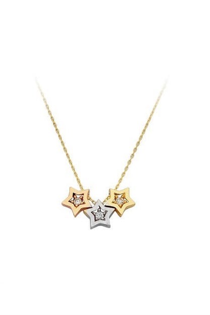 Collar de estrella múltiple de oro macizo | 14K (585) | 2,18 gramos