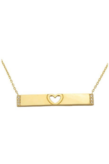 Solid Gold Stick Heart Necklace | 14K (585) | 2.07 gr