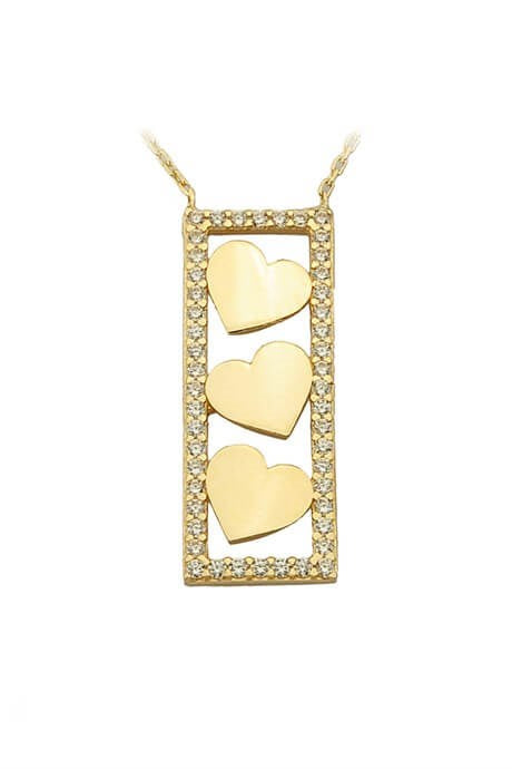 Collar de corazón de palo de oro macizo | 14K (585) | 2,28 gramos