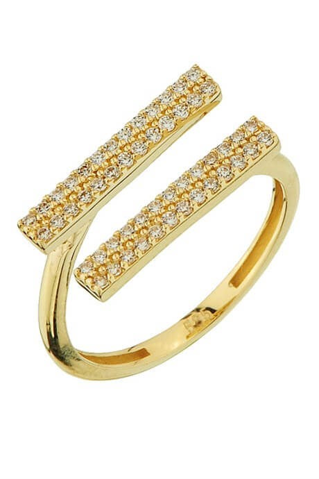 Solid Gold Stick Ring | 14K (585) | 2.55 gr | Adjustable Ring