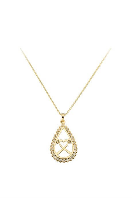 Collar de gota de corazón de oro macizo | 14K (585) | 2,15 gramos