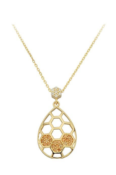 Solid Gold Drop Honeycomb Necklace | 14K (585) | 2.17 gr