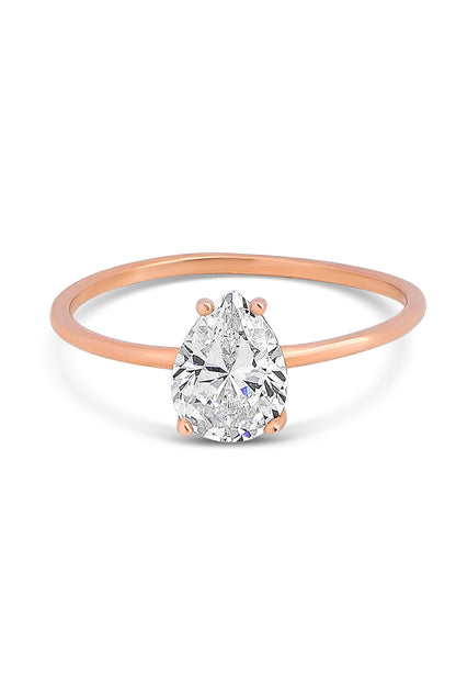 Bague en or massif avec pierres précieuses en forme de goutte