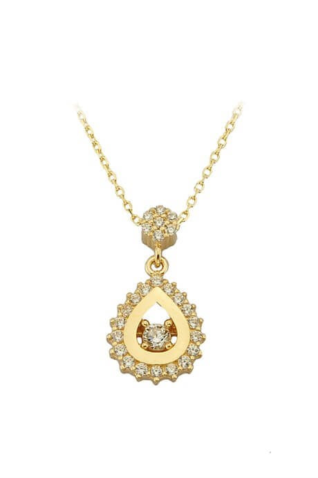 Solid Gold Drop Solitaire Necklace | 14K (585) | 2.01 gr