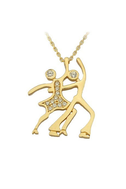 Collier de couple de danse en or massif | 14K (585) | 2,36 grammes