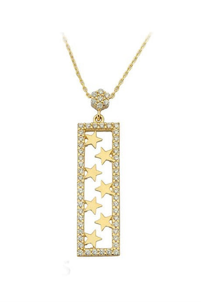 Collar de estrella rectangular (cuadrilátero) de oro macizo | 14K (585) | 2,34 gramos