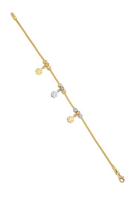 Solid Gold Dorica Beaded Dangle Snowflake Bracelet | 14K (585) | 5.05 gr