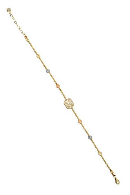 Bracelet en or massif avec pierres précieuses baguette en perles Dorica | 14K (585) | 3,86 grammes