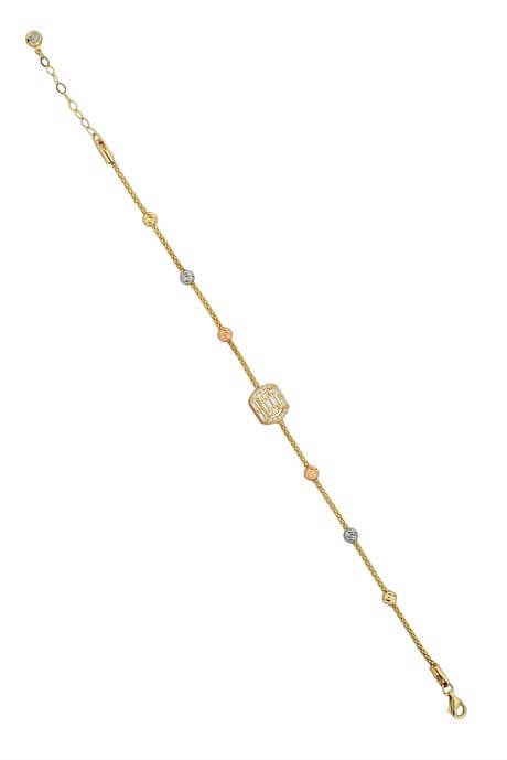 Solid Gold Dorica Beaded Baguette Gemstone Bracelet | 14K (585) | 3.86 gr