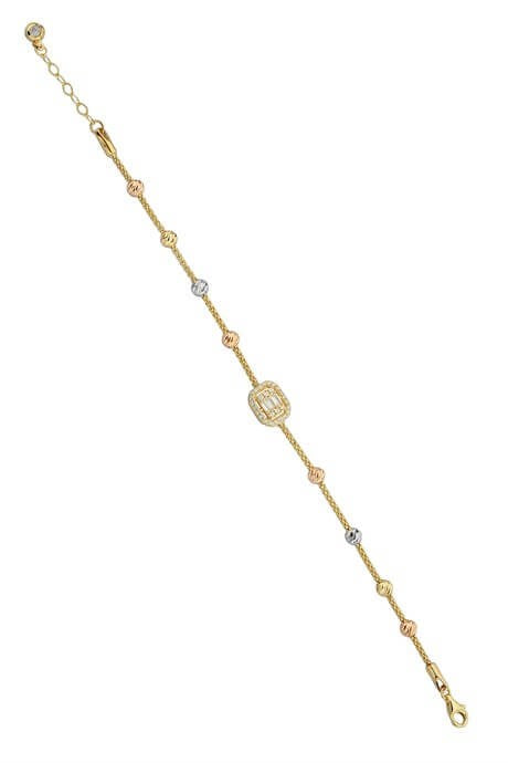 Solid Gold Dorica Beaded Baguette Gemstone Bracelet | 14K (585) | 3.20 gr