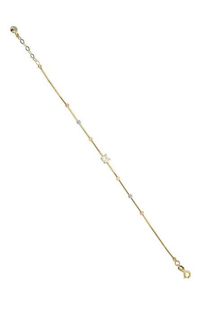 Solid Gold Dorica Beaded Baguette Gemstone Bracelet | 14K (585) | 2.2 gr