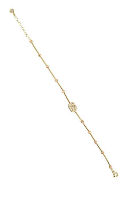 Solid Gold Dorica Beaded Baguette Gemstone Bracelet | 14K (585) | 3.00 gr