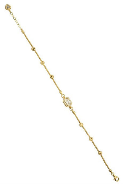 Solid Gold Dorica Beaded Baguette Gemstone Bracelet | 14K (585) | 3.20 gr