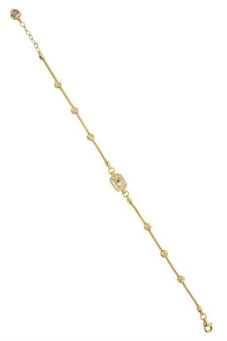 Solid Gold Dorica Beaded Baguette Gemstone Bracelet | 14K (585) | 3.13 gr