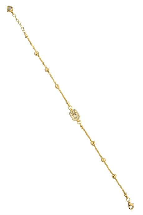 Bracelet en or massif avec pierres précieuses baguette en perles Dorica | 14K (585) | 3,13 grammes