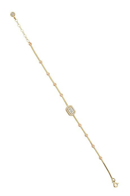 Bracelet en or massif avec pierres précieuses baguette en perles Dorica | 14K (585) | 3,05 grammes