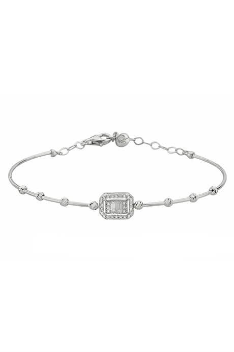 Bracelet en or massif avec pierres précieuses baguette en perles Dorica | 14K (585) | 3,17 grammes