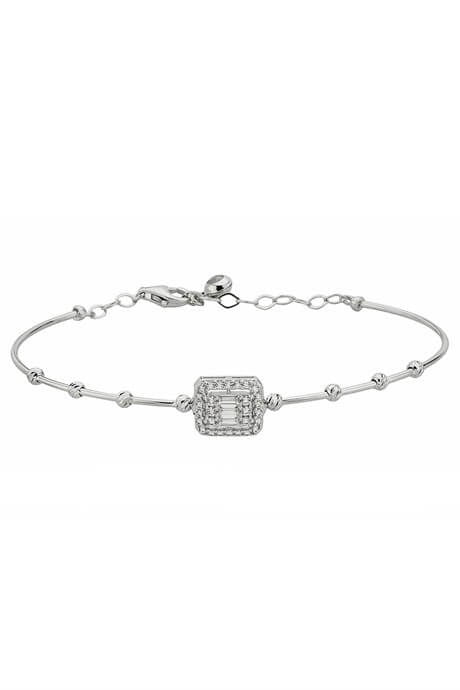 Bracelet en or massif avec pierres précieuses baguette en perles Dorica | 14K (585) | 3,49 grammes