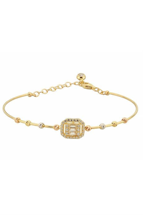 Solid Gold Dorica Beaded Baguette Gemstone Bracelet | 14K (585) | 3.30 gr