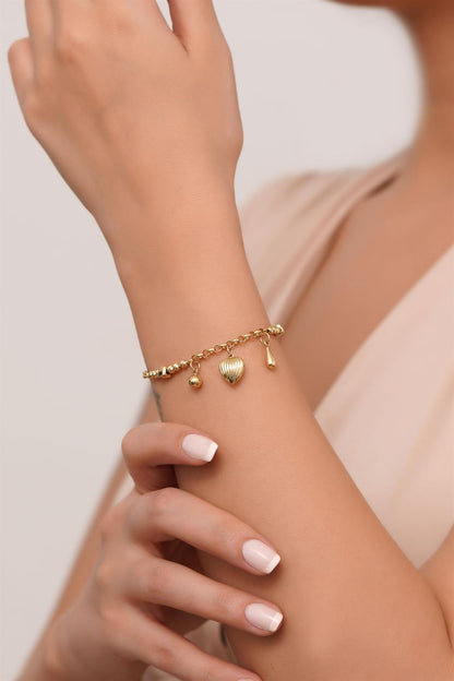 Pulsera con dijes de cuentas Dorica de oro macizo