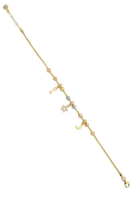 Solid Gold Dorica Beaded Charm Bracelet | 14K (585) | 3.86 gr