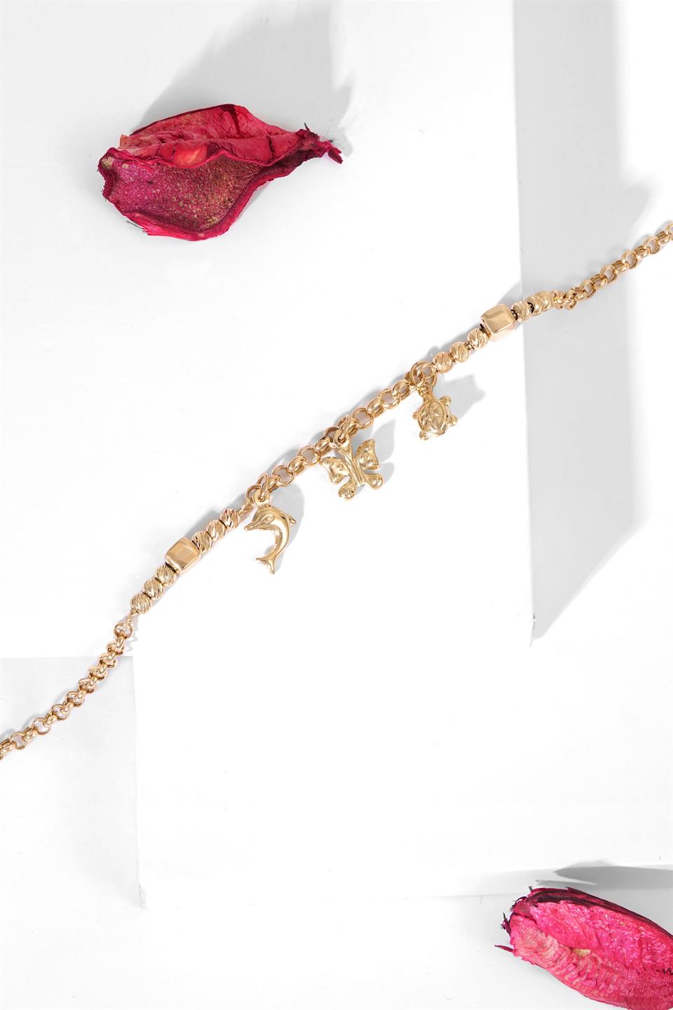 Pulsera con dijes de cuentas Dorica de oro macizo