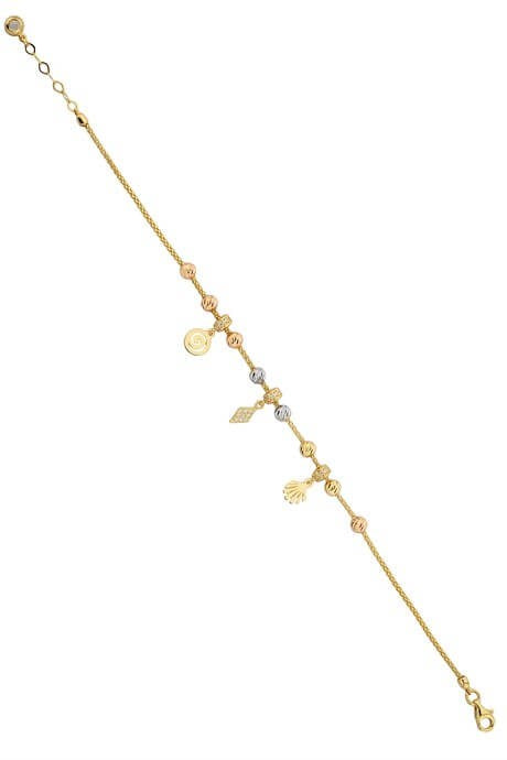 Solid Gold Dorica Beaded Charm Bracelet | 14K (585) | 3.98 gr