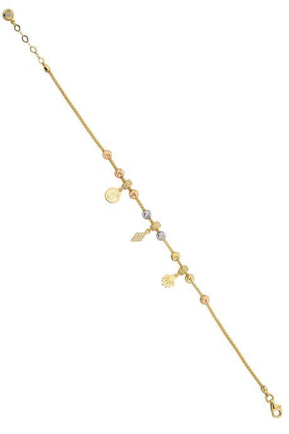 Bracelet à breloques en perles Dorica en or massif | 14K (585) | 3,98 grammes