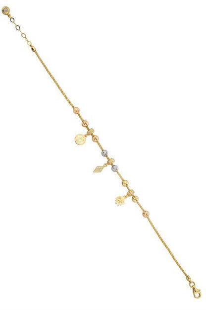 Solid Gold Dorica Beaded Charm Bracelet | 14K (585) | 3.98 gr