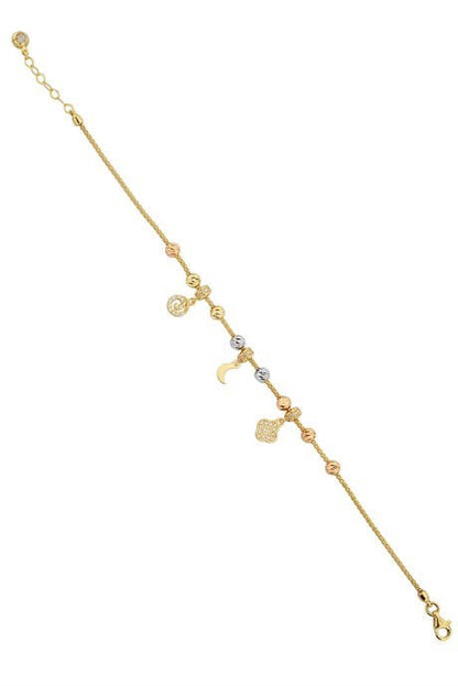 Solid Gold Dorica Beaded Charm Bracelet | 14K (585) | 4.14 gr