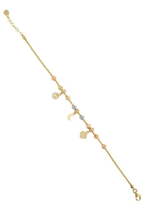 Bracelet à breloques en perles Dorica en or massif | 14K (585) | 4,14 grammes