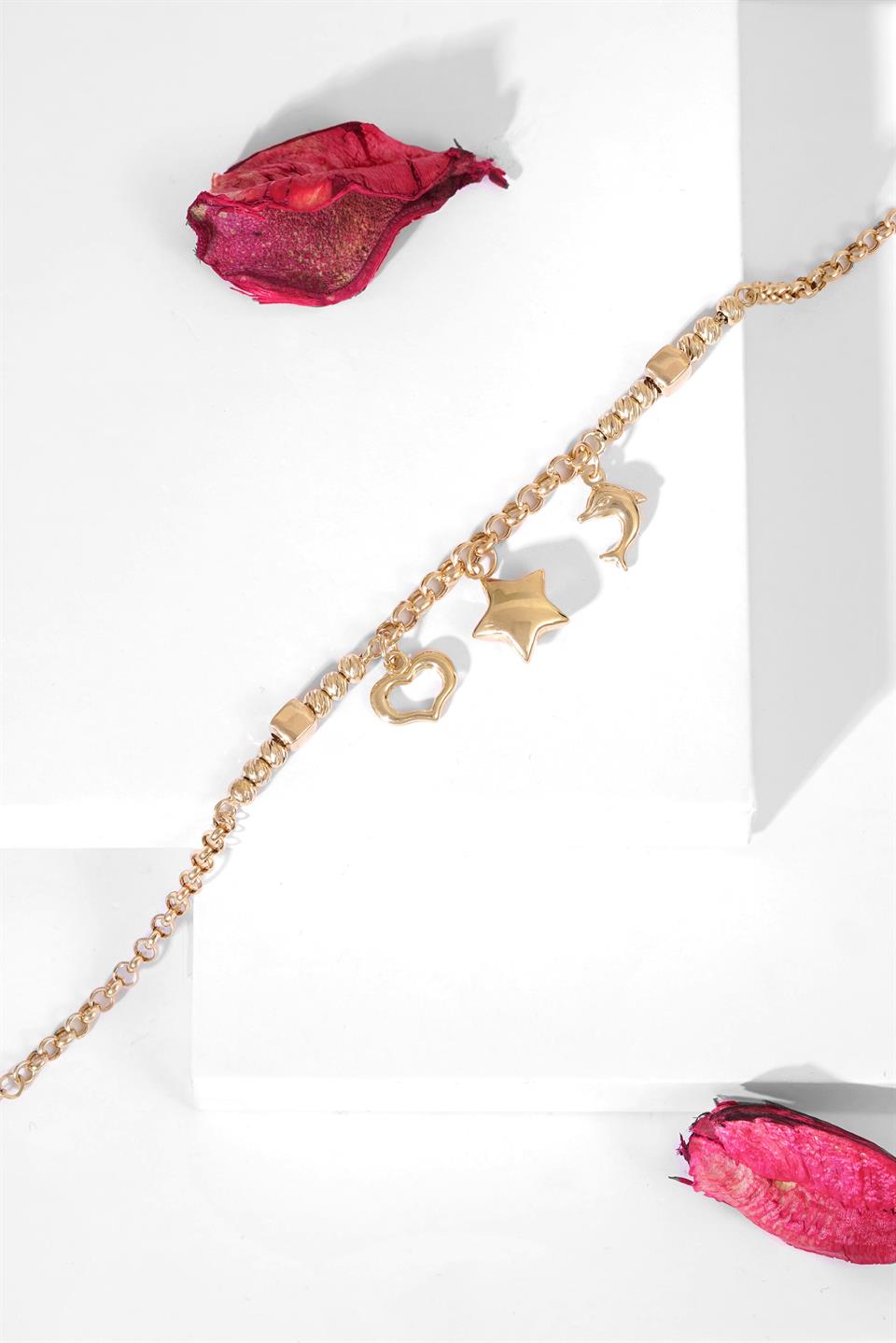 Pulsera con dijes de cuentas Dorica de oro macizo