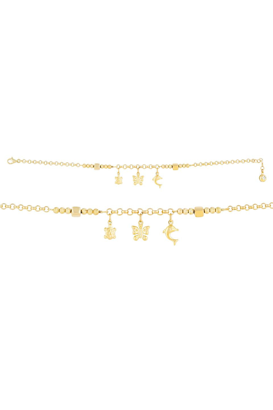 Pulsera con dijes de cuentas Dorica de oro macizo