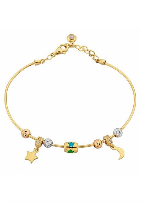 Bracelet à breloques en perles Dorica en or massif | 14K (585) | 4,66 grammes