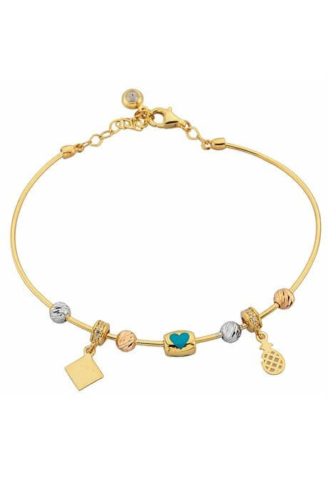 Bracelet à breloques en perles Dorica en or massif | 14K (585) | 4,52 grammes