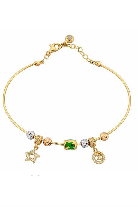 Solid Gold Dorica Beaded Charm Bracelet | 14K (585) | 4.81 gr