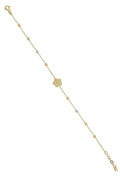 Bracelet fleur perlée Dorica en or massif | 14K (585) | 1,43 g