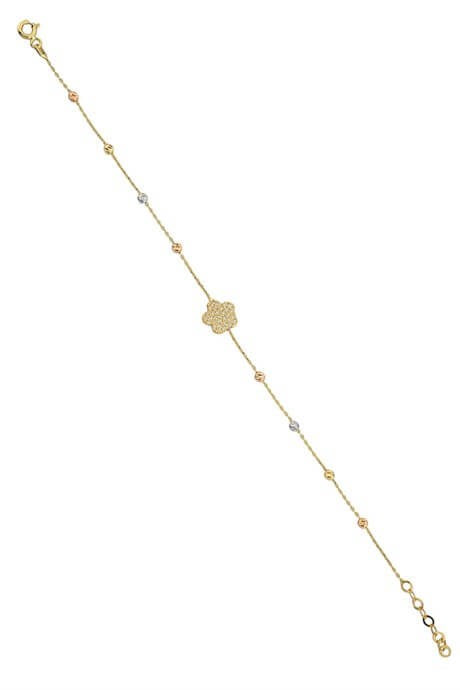 Solid Gold Dorica Beaded Flower Bracelet | 14K (585) | 1.43 gr