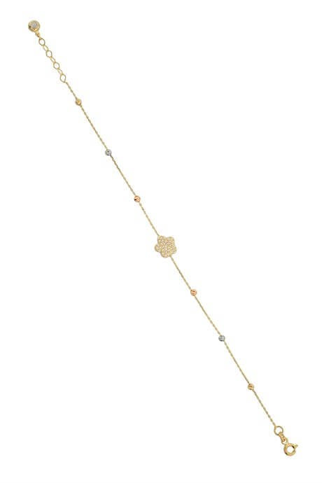 Solid Gold Dorica Beaded Flower Bracelet | 14K (585) | 1.49 gr