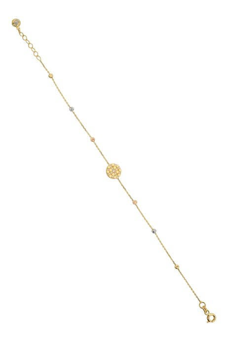 Pulsera de flor con cuentas Dorica de oro macizo | 14K (585) | 1,66 gramos