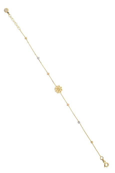 Solid Gold Dorica Beaded Flower Bracelet | 14K (585) | 1.55 gr