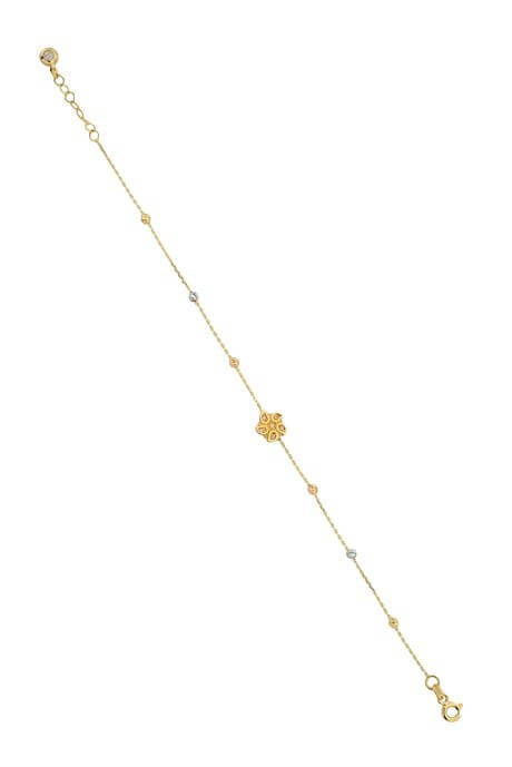 Pulsera de flor con cuentas Dorica de oro macizo | 14K (585) | 1,52 gramos