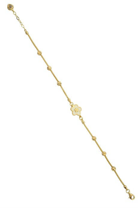 Pulsera de flor con cuentas Dorica de oro macizo | 14K (585) | 3,35 gramos