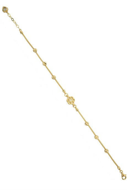 Pulsera de flor con cuentas Dorica de oro macizo | 14K (585) | 3,27 gramos