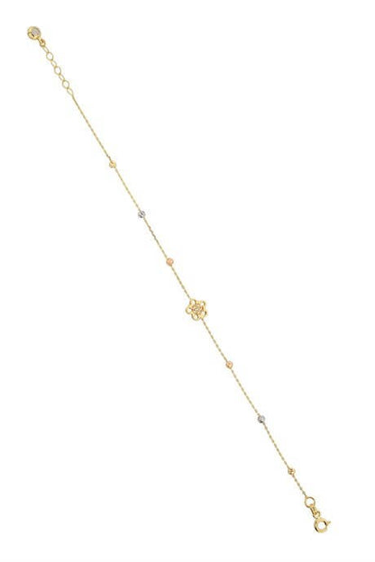 Pulsera de flor con cuentas Dorica de oro macizo | 14K (585) | 1,38 gramos