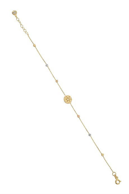 Solid Gold Dorica Beaded Flower Bracelet | 14K (585) | 1.63 gr