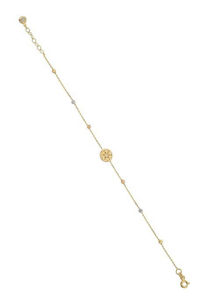 Pulsera de flor con cuentas Dorica de oro macizo | 14K (585) | 1,63 gramos